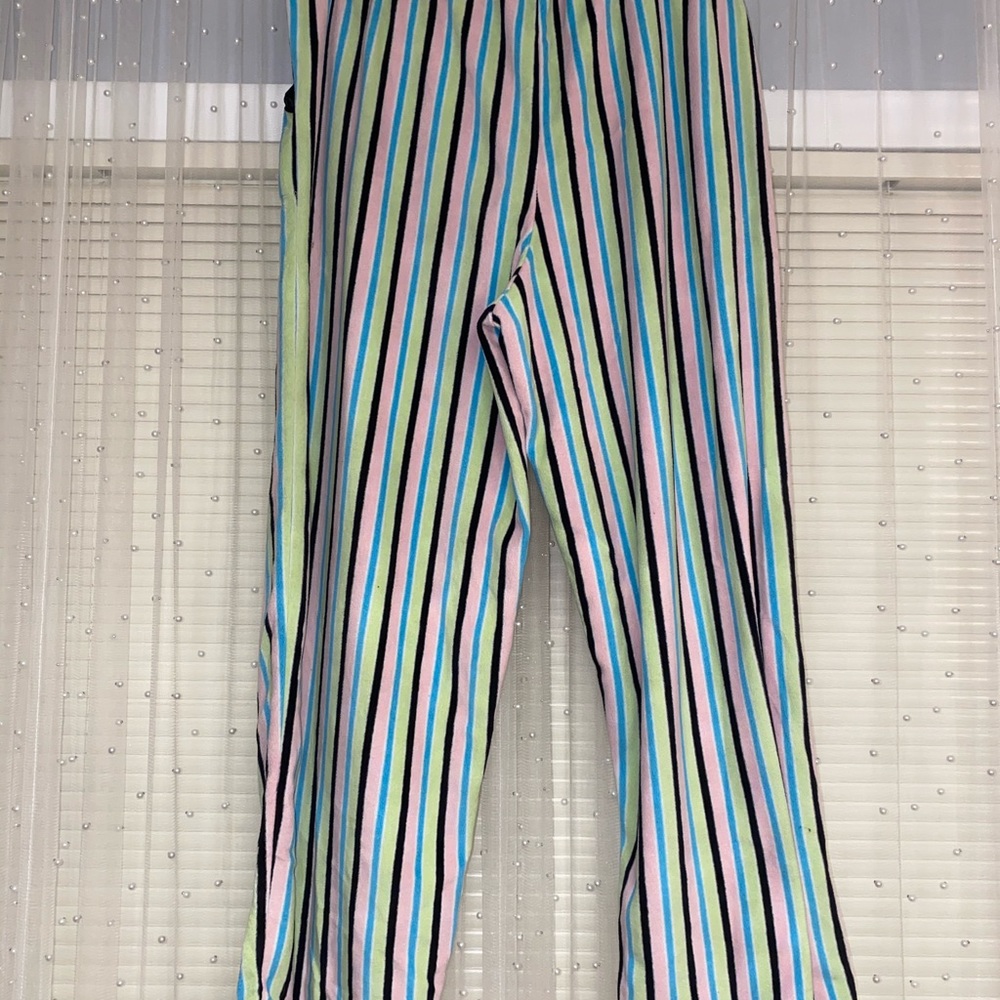 Stripped Fleece Tie Pants